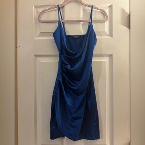 Royal Blue Draped Mini Dress